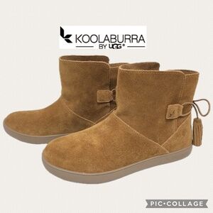 Koolaburra by Ugg Skyller Chestnut Boots Suede Bow Tassel Ankle Booties Size 7